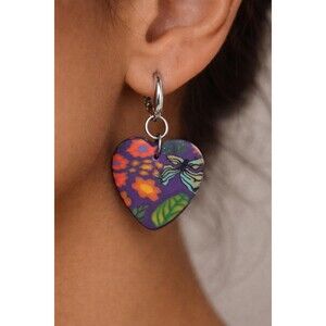 Handmade Polymer Clay Heart Earrings | Colorful Lightweight Gift for Her